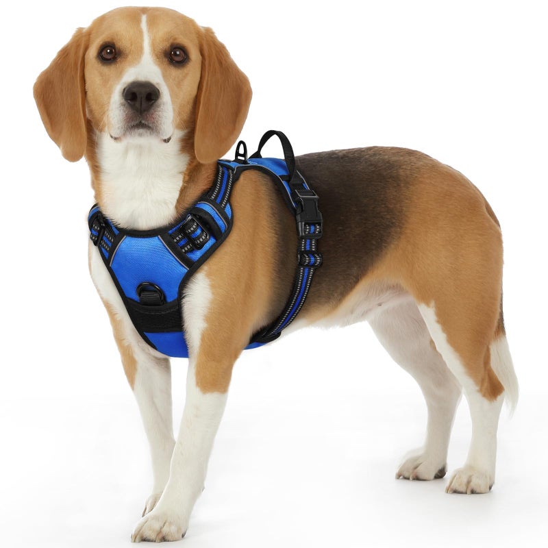 Eagloo Dog Harness Small Sized Dog, No Pull Service Vest with Reflective Strips and Control Handle, Adjustable and Comfortable for Walking, No Choke Pet Harness with 2 Metal Rings, Blue, S - Image 1